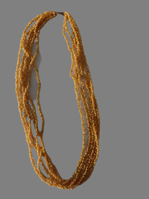 6 STRAND YELLOW MONGO SHELL NECKLACE
