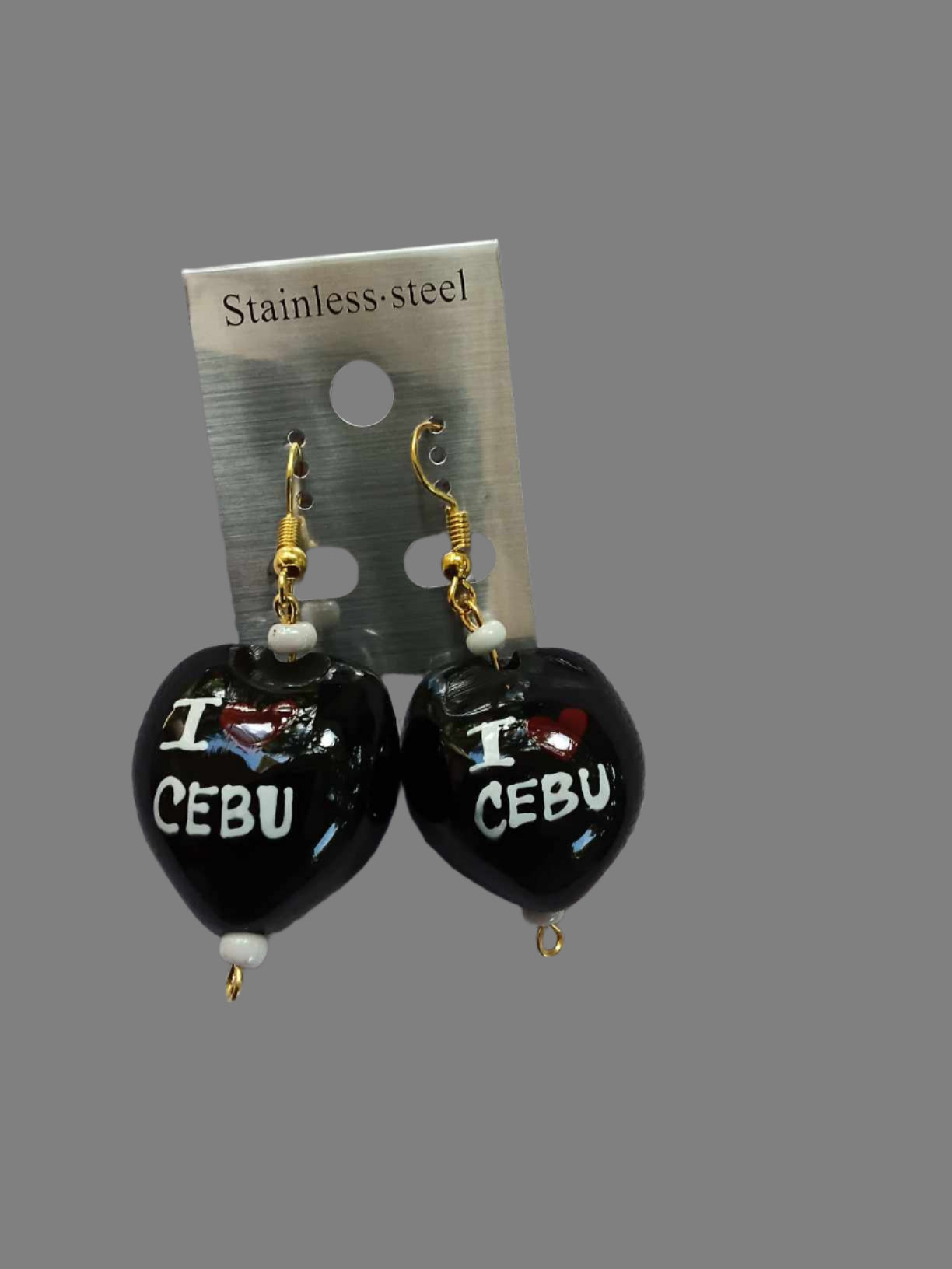 I LOVE CEBU Black Kukui Earrings