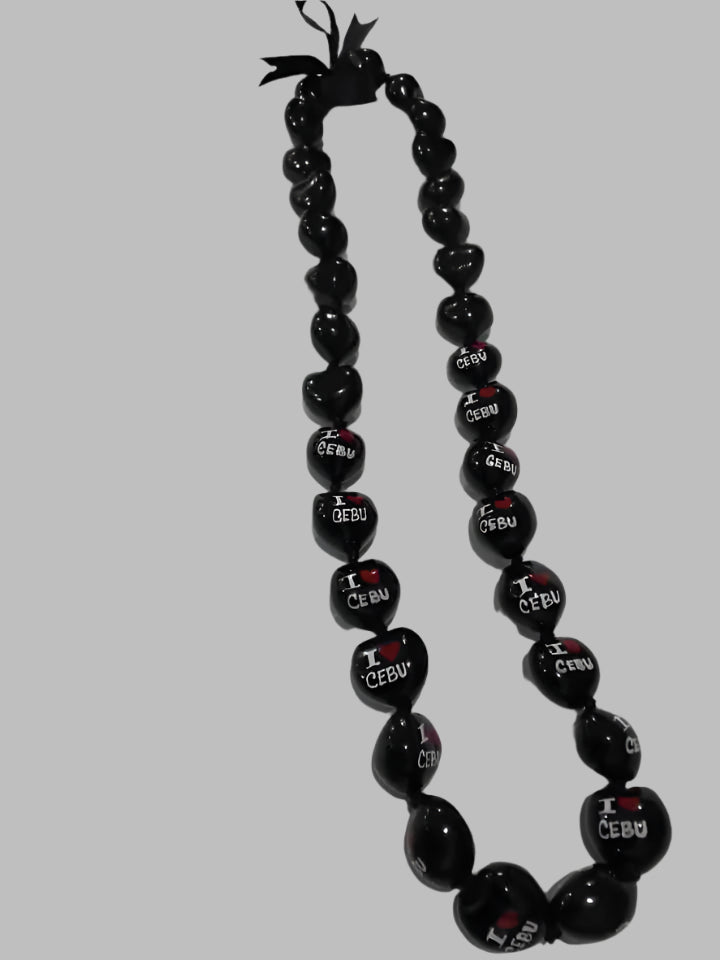 I LOVE CEBU Black kukui Lei/ Necklace