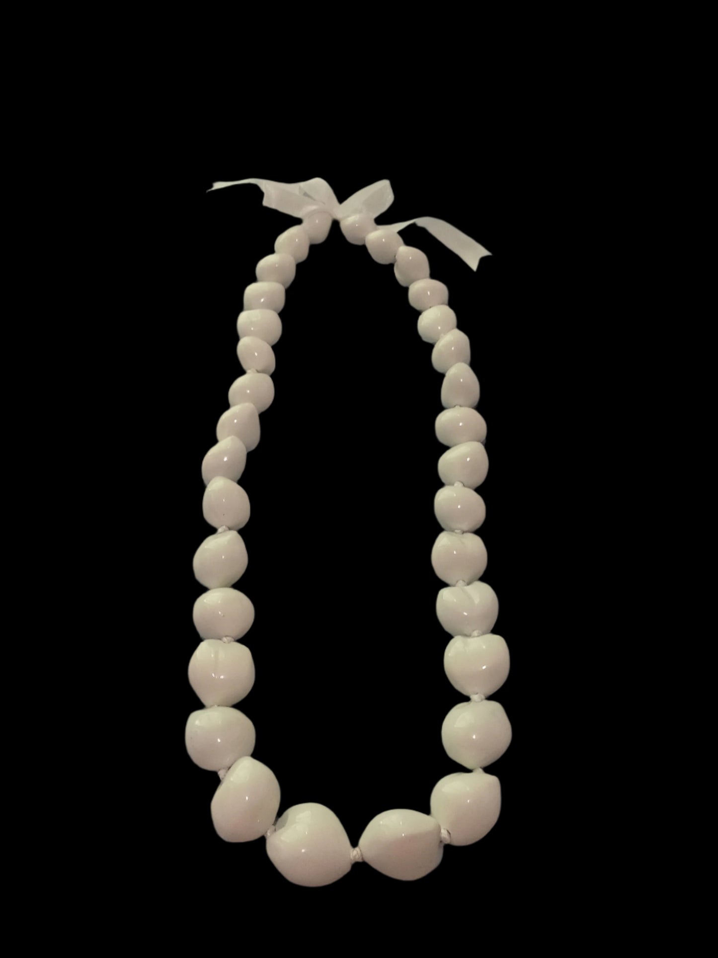 White Solid Color Kukui Lei