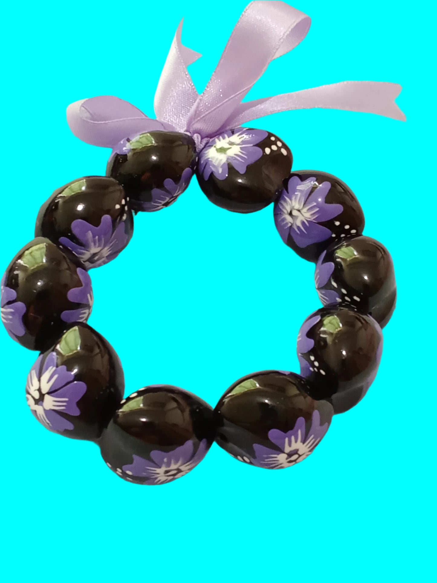 Painted Kukui Nuts (Purple) Bracelet