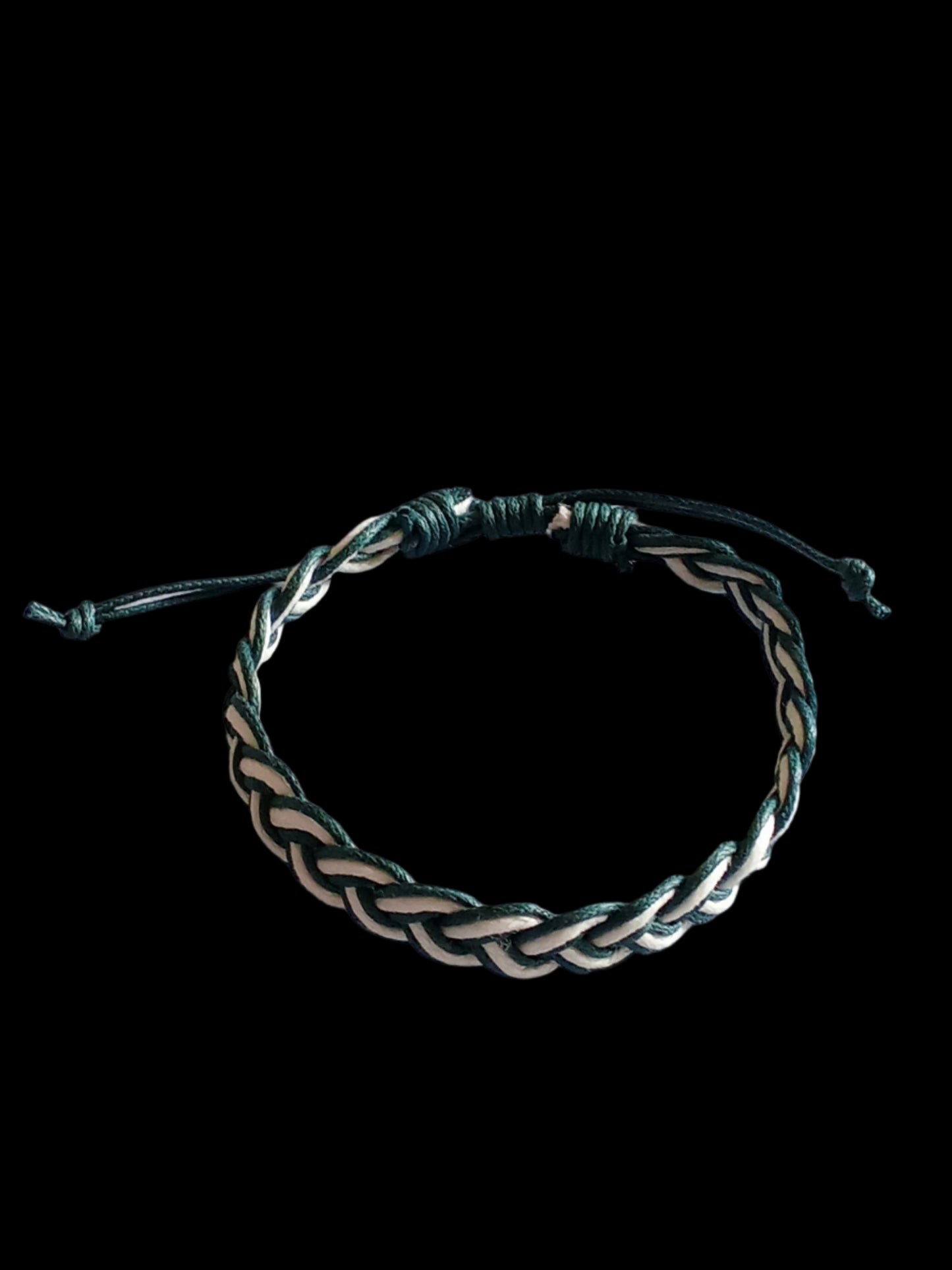 Unisex Adjustable Macrame Bracelet (Green-White)